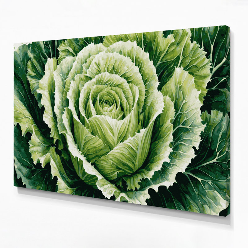 Art mural sur toile vert légumes laitue Iceberg, H 12 po x l 18 po