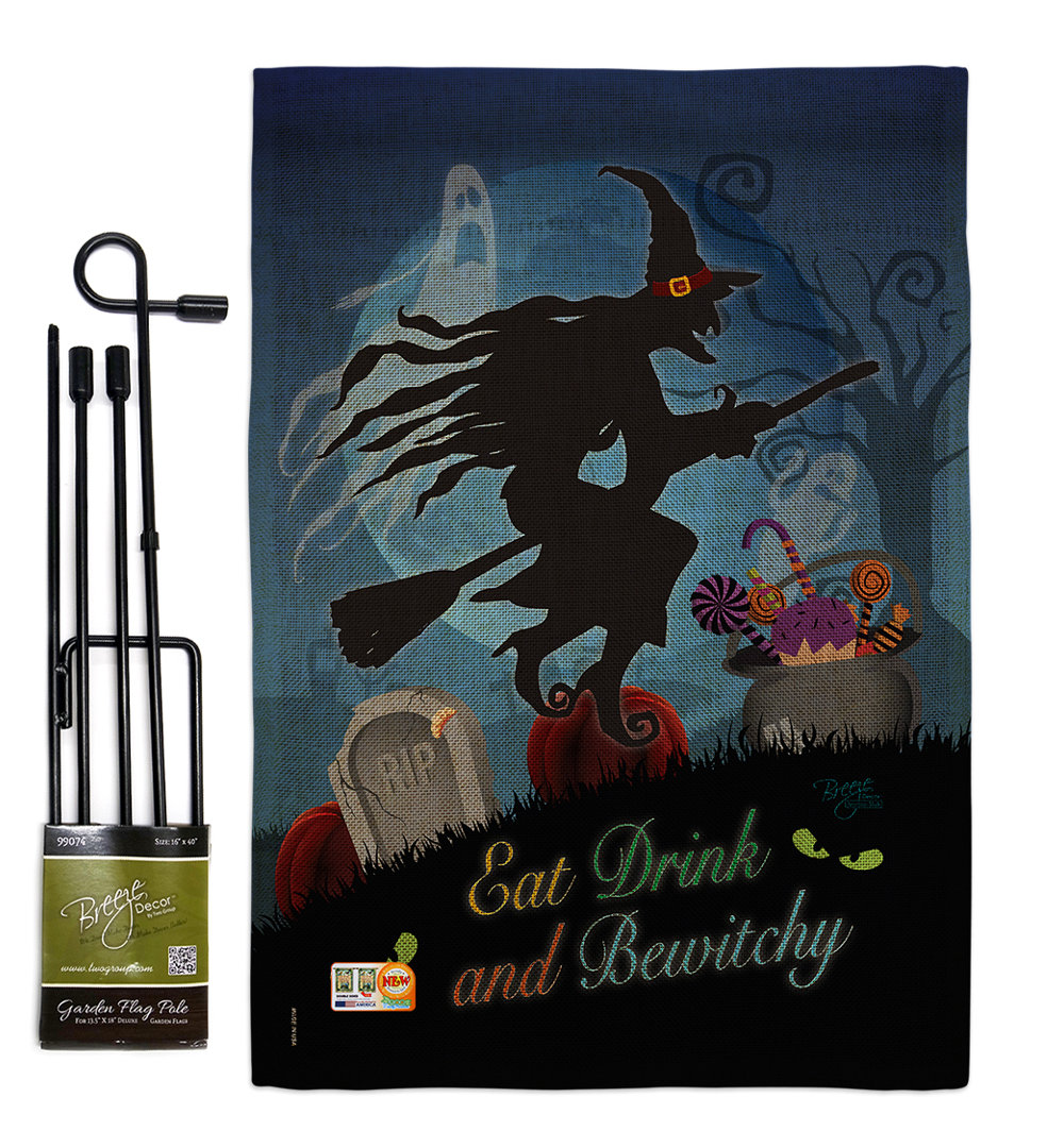 Keeneland Double Sided 18.5'' H x 13'' W Polyester Halloween Flag Set The Holiday Aisle®