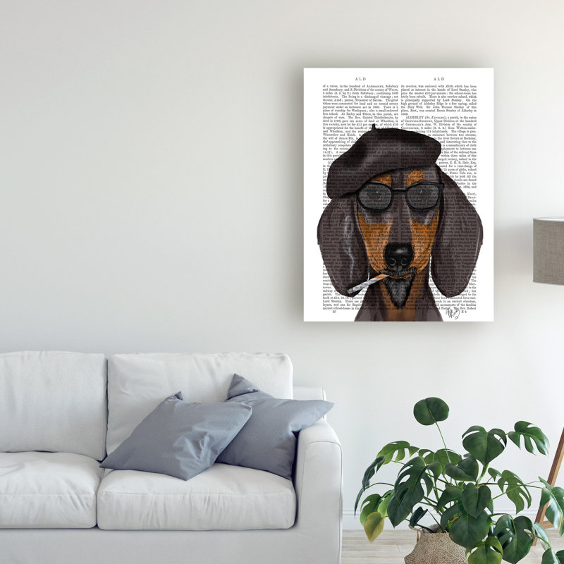 « hipster teckel », reproduction d’impression sur toile tendue, H 47 po x l 35 po x P 2 po
