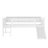 Twin Xl Loft Bed With Storage Shelves, Solid Wood Lower Loft Bed With Led Lights And Full-Length Guardrails, No Box Spring Needed