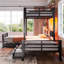 Lit mezzanine triple avec tablettes et tiroirs de rangement, lit mezzanine simple au-dessus d'un lit simple et simple avec lumières à DEL et ports USB, lit mezzanine en L peu encombrant