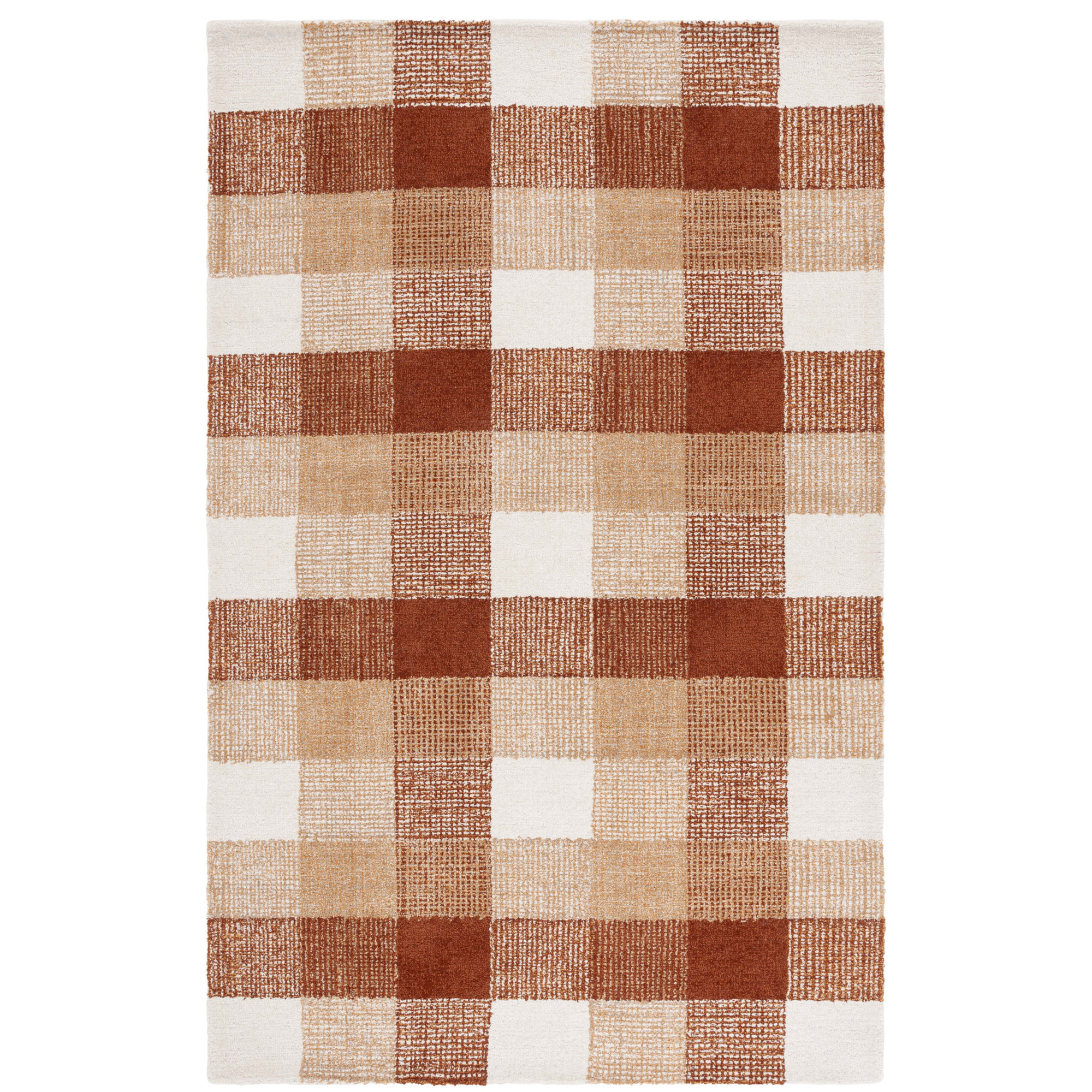 Genre Hand Tufted Wool;Cotton Plaid Rug, Runner 2'3" x 8'