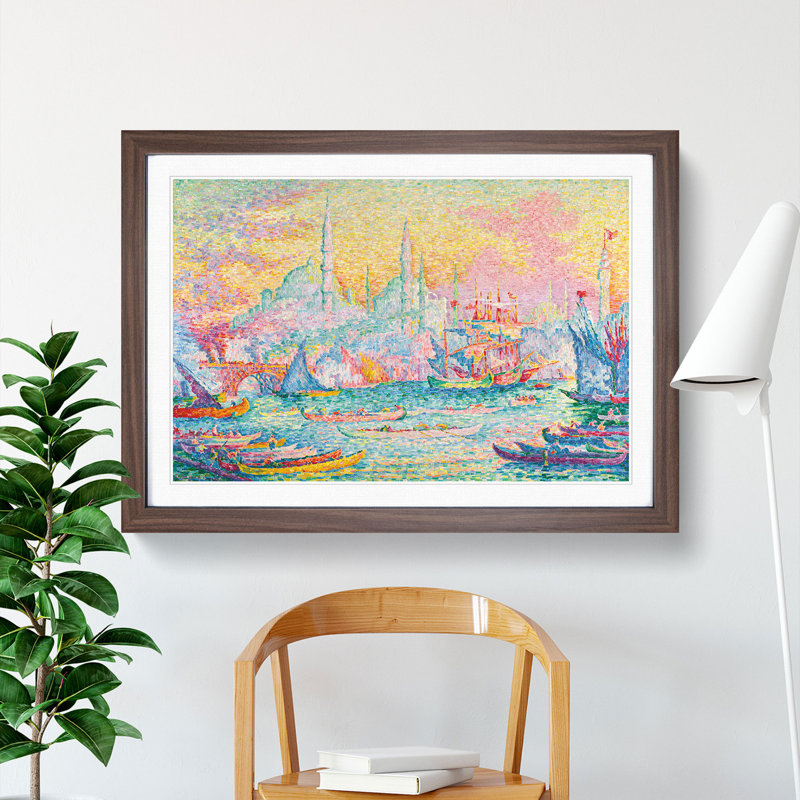 Port of Constantinople by Paul Signac - Picture Frame Painting, 48cm H x 65cm W x 2cm D, Walnut Framed