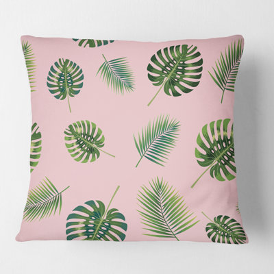 Palm Tropical leaves pattern. - Mid-Century Modern Printed Throw Pillow