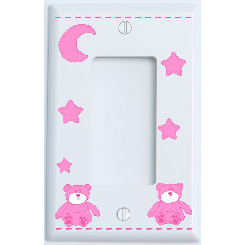 Plaque murale à bascule Teddy Bear, Rose / blanc