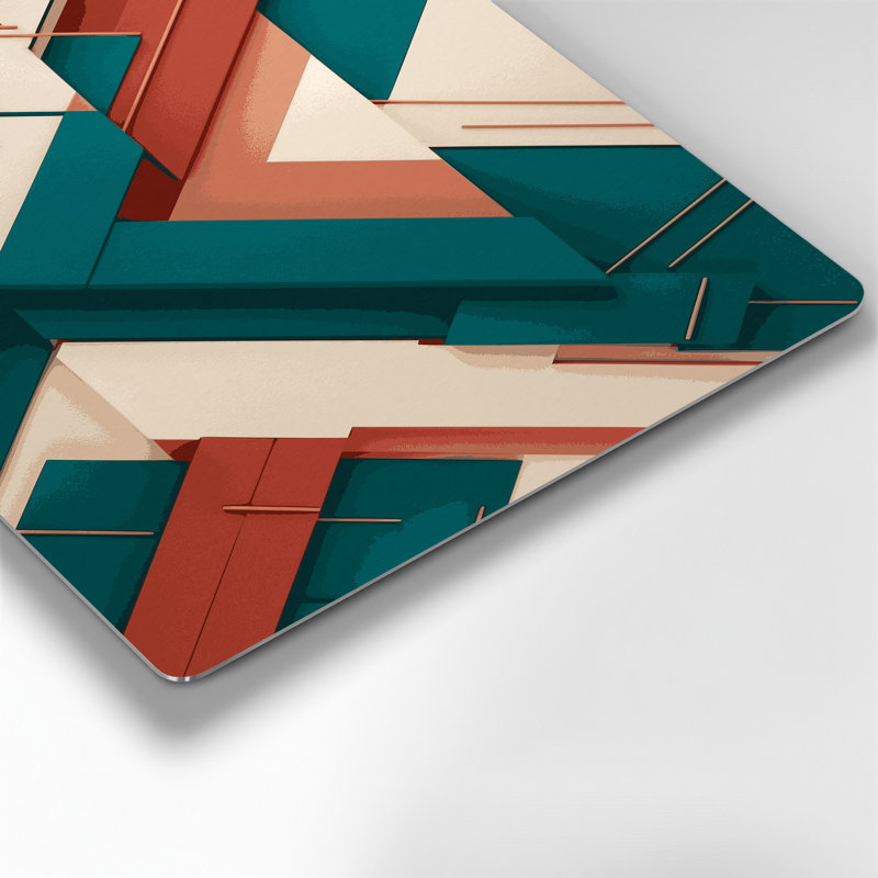 «Geometric Abstraction 92», art mural en métal vert, H 11 po x l 14 po