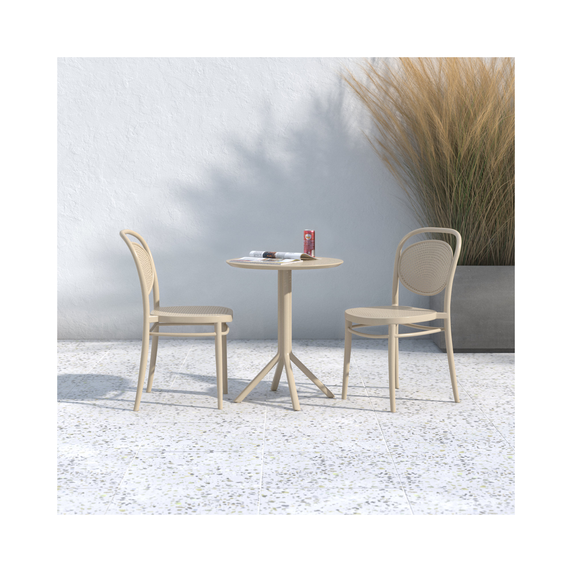 Farrah Round 2 - Person 24" Long Bistro Set, Taupe