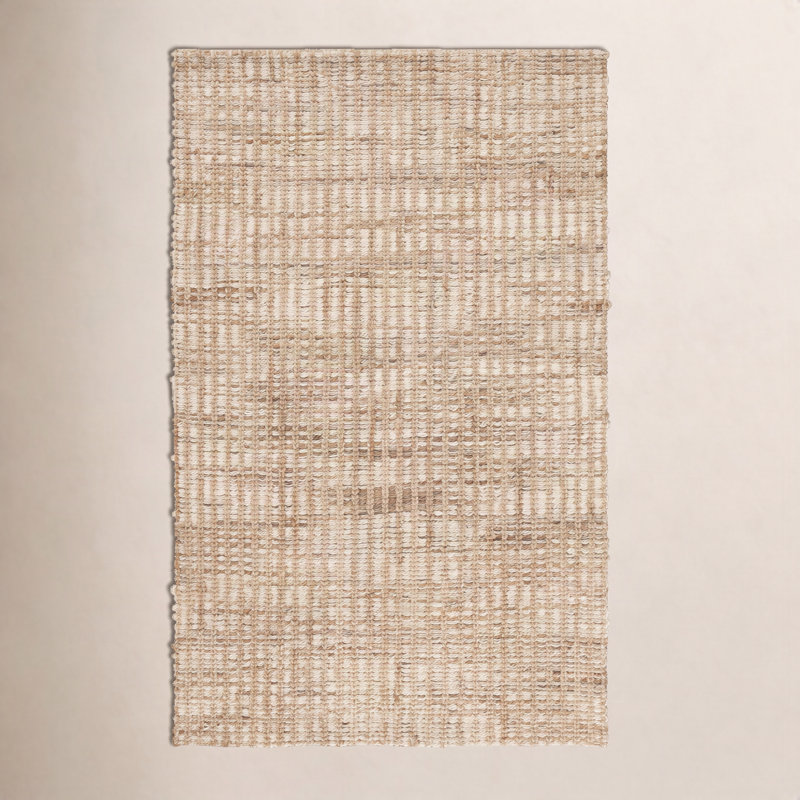 Tapis rayé en jute et en coton tissé à la main Ellport, Rectangle 6 pi x 9 pi
