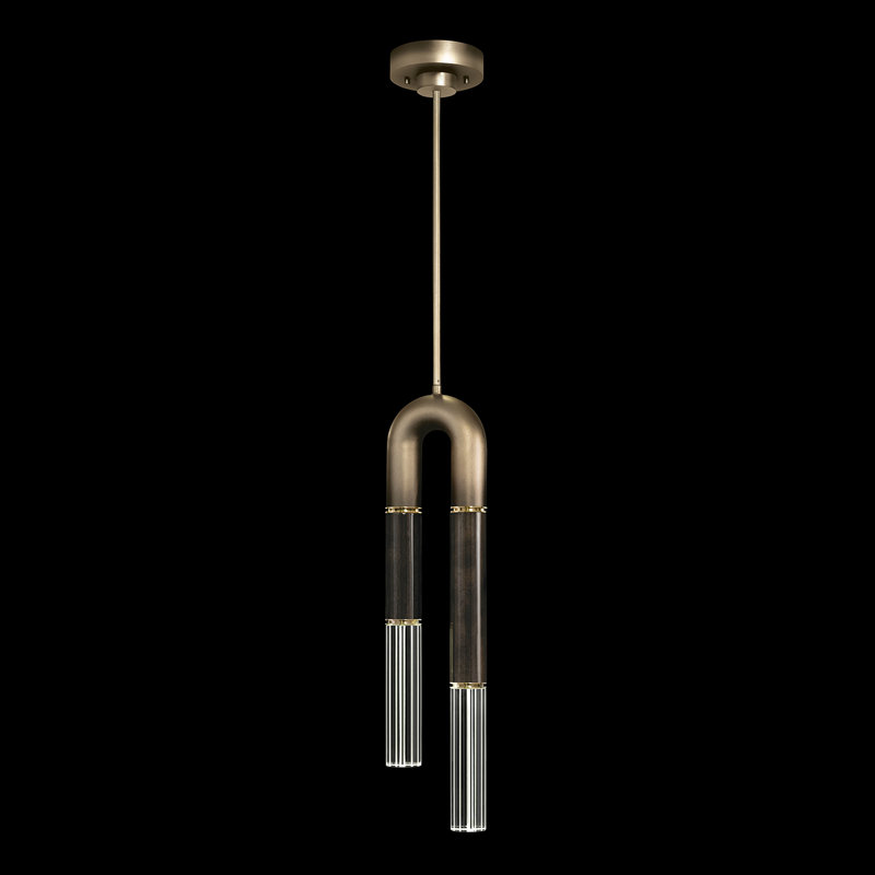 Luminaire suspendu rond 7 po Antonia, Ombre bronze / laiton / gris anthracite
