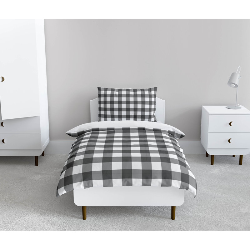 Proper Gingham Decorative Lightweight Comforter Set, Charcoal