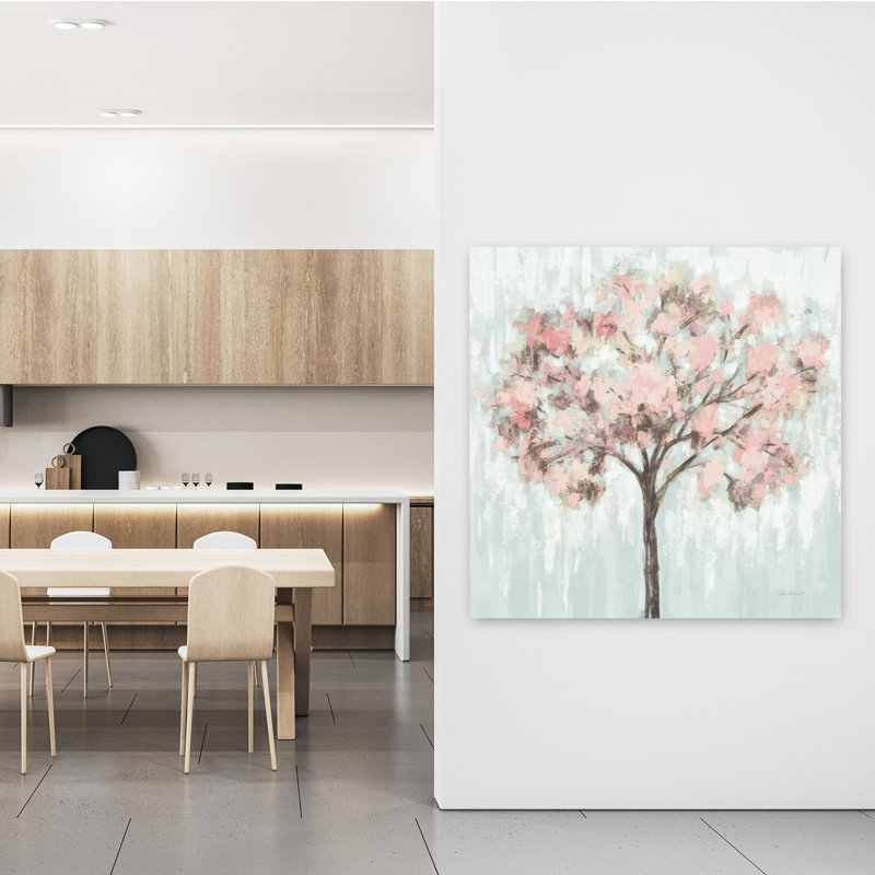 Art contemporain en fleurs avec des arbres, H 48 po x l 48 po