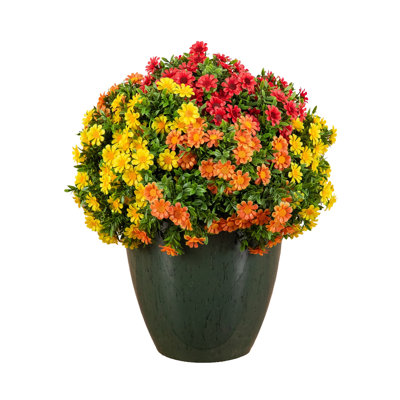 18 po Marguerite artificielle d'automne résistante aux rayons UV dans une jardinière décorative (intérieur / extérieur)