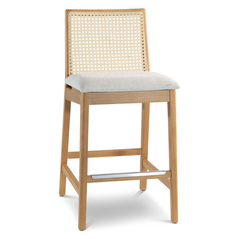 Modern Brazilian Nardia Cane Bar Stool, Light Gray/Domasco/Natural, Bar Stool (29.5" Seat Height)