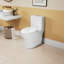 Elongated Toilet, 1.1/1.6 , Comfort Height Floor Mounted, Ceramic, White, Soft Close Seat, & Approved Ceramic Mounted Height,