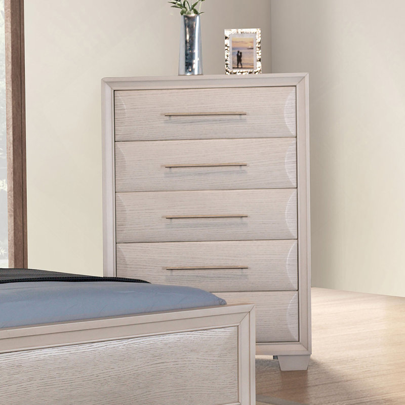 Commode à tiroirs en queue d'aronde anglaise, 1 pièce, finition chêne blanc