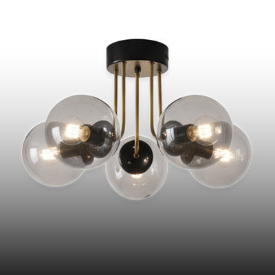 Modern 5-Light Semi Flush Mount With Glass Globe Shades