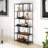 Cortland 76"H 5-Tier Metal Wide Rectangular Bookcase in Blackened Bronze-1603697313