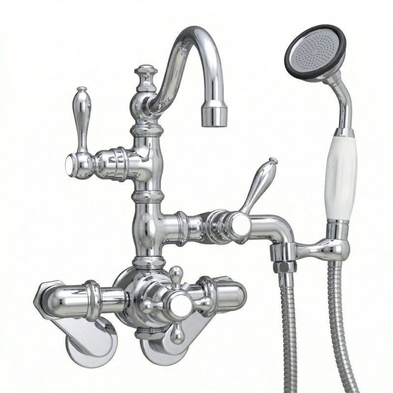 Robinet de baignoire thermostatique avec poignées en croix avec douchette par Strom Living, Chrome
