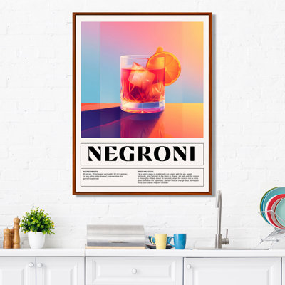 Décoration murale verre à l'ancienne «Negroni On The Rocks»