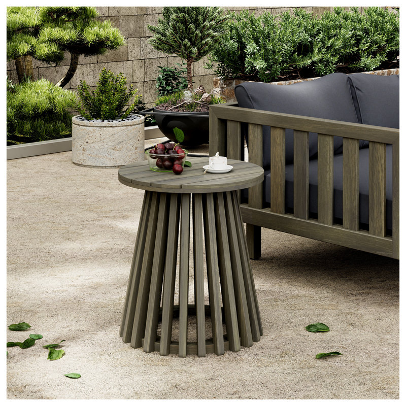Ensemble de fauteuil club d'extérieur et table d'appoint, structure en bois d'acacia avec coussins imperméables crème et gris
