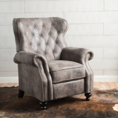 Accented Push Back Recliner Chair With Rolled Arms