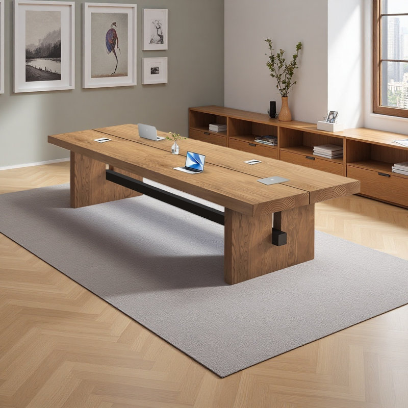 Rectangular Solid Wood Conference Table