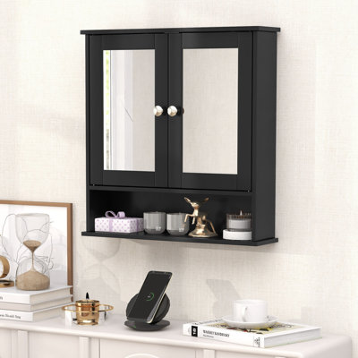 Wall Mount Mirror Cabinet Bathroom Medicine Cabinet Organizer