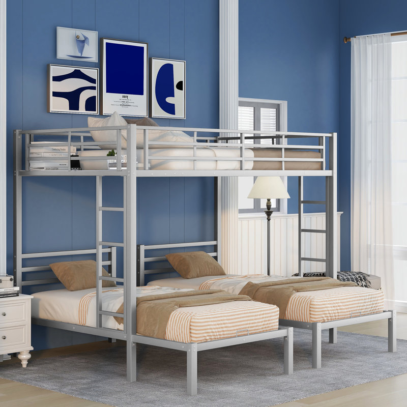 Lit superposé pour enfants Aiker, Simple sur double, Gris