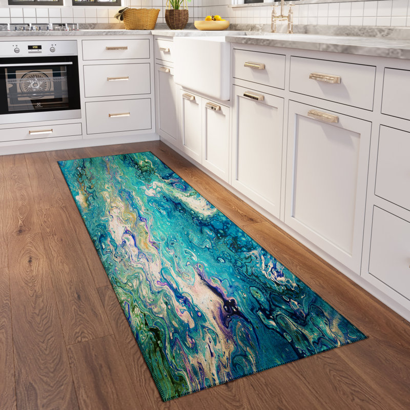 Chenille Washable Abstract Rug, Runner 2'3" x 7'6"