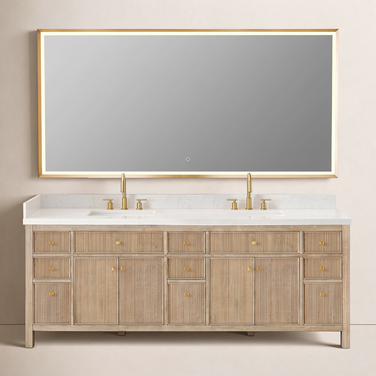 Lala 84" Double Bathroom Vanity, Nature Oak