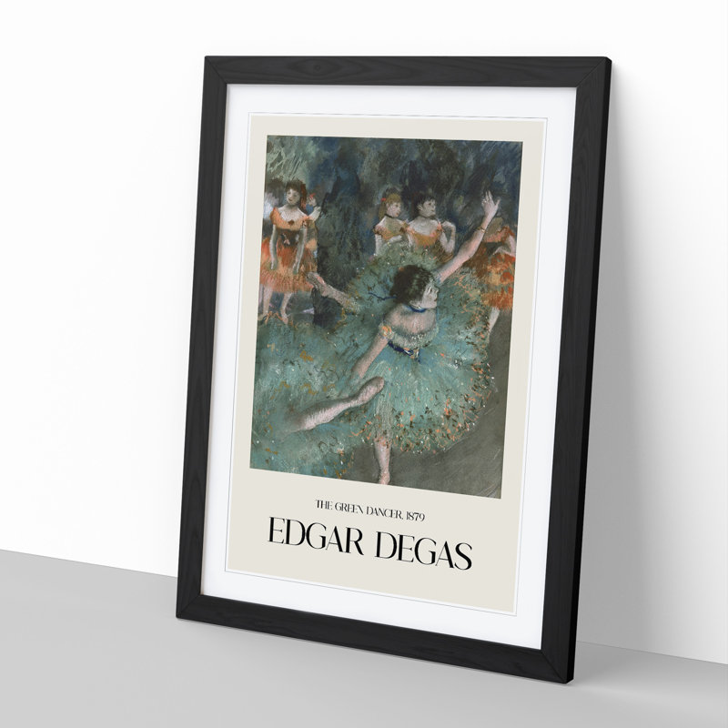 Green Ballet Ballerina Dancers by Edgar Degas - Single Picture Frame Print, 48cm H x 36cm W x 2cm D, Black Framed