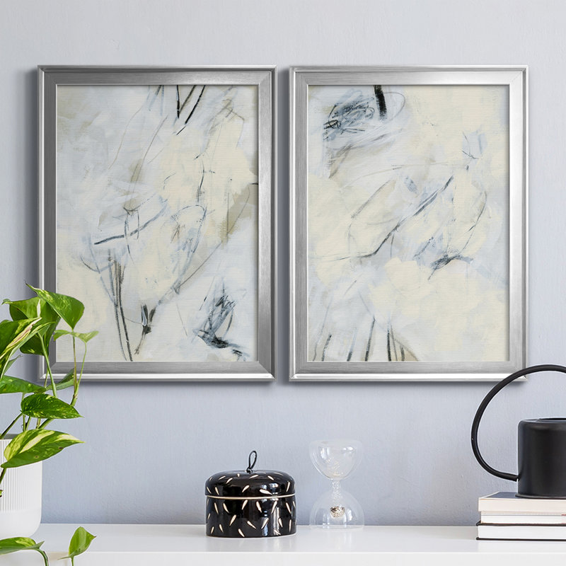 «Liminal Space I», ensemble de 2 peintures sur toile encadrées, H 24,5 po x l 37 po x P 1 po, Argent