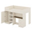 Lit mezzanine double en bois Areez avec garde-robe intégré, bureau, tablettes de rangement et tiroirs