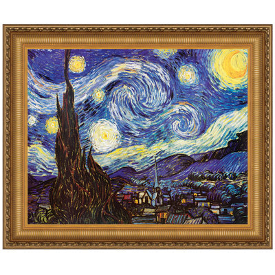 Starry Night, 1889 by Vincent Van Gogh Picture Frame Print on Canvas