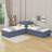 Lampart Twin Size L-Shaped Upholstered Platform Bed with Trundle and Two Drawers
