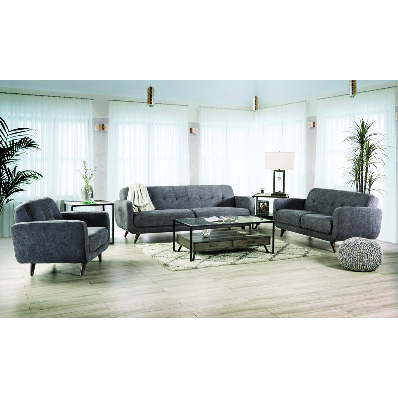 Canapé rembourré 87 po Ikie, 100% polyester gris