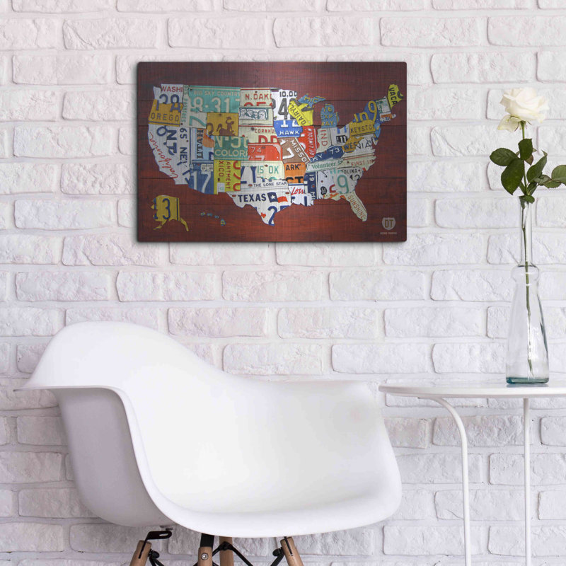 «Licence Plate Map USA» par Design Turnpike, H 16 po x l 24 po