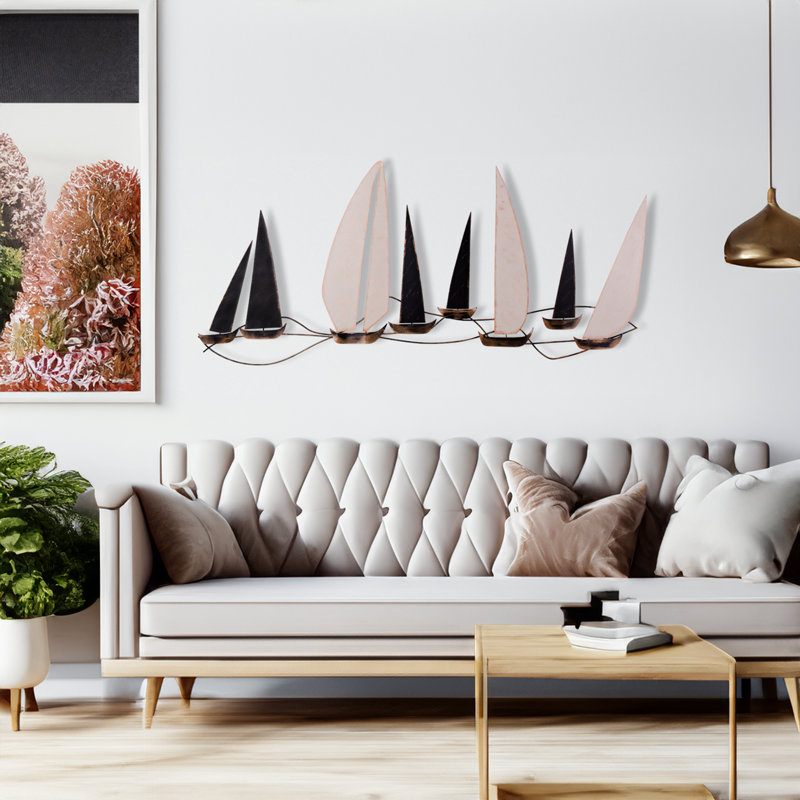 Accessoire mural en métal fait à la main 46,1 po x 2,0 po x 20,5 po | 100% métal, épaisseur: 0,03 pouce | Conception unique peinte à la main, parfaite pour ajouter du charme à la décoration intérieure et aux espaces de vie, durable et accrocheuse