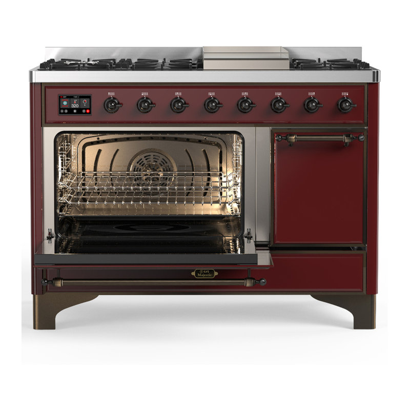 Majestic III Series 48 Inch Dual Fuel Range with 5 Sealed Burners, Griddle, Frenchtop in Matte Graphite (Natural Gas, Burnished Trim)