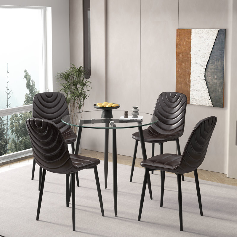 Zakirah 4 - Person Four Leg Dining Set, Brown