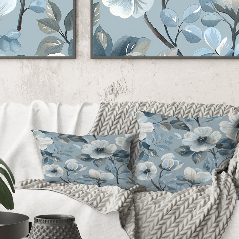 Coussin lombaire transitionnel bleu argenté et jardins floraux IV