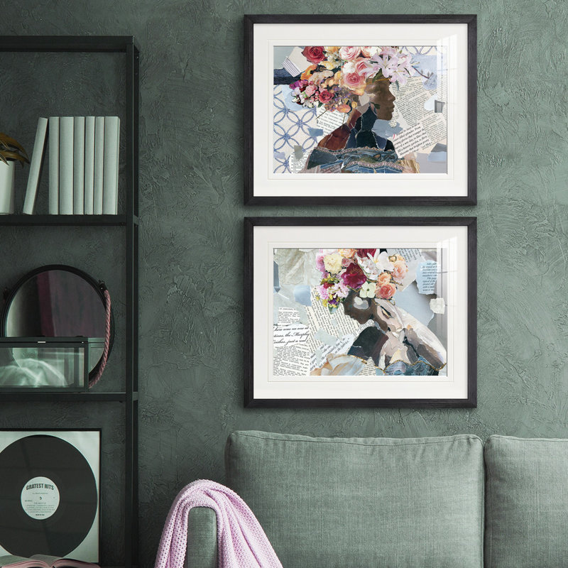 Reproduction de photo sur toile, Papier avec cadre argenté, Blanc mat