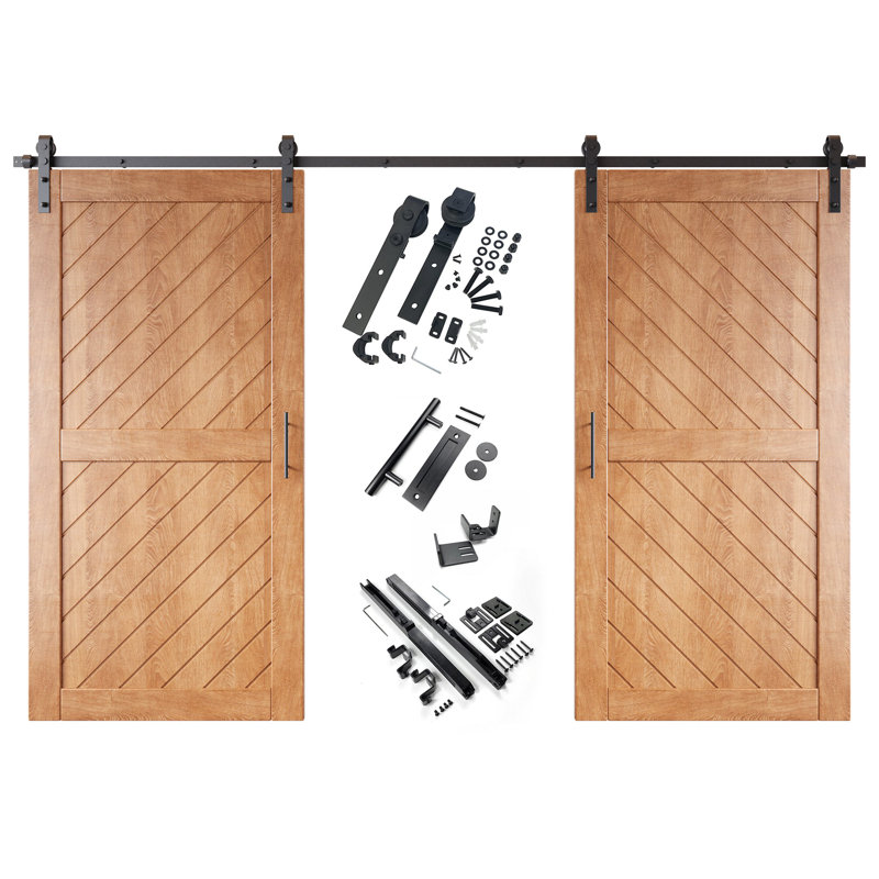 Homacer : porte Ã  deux battants de style amÃ©ricain ancien, non assemblÃ©e et finie, Ã  rayures obliques, avec trousse de quincaillerie d'installation sans contrebalancier, pour usage intÃ©rieur uniquement
