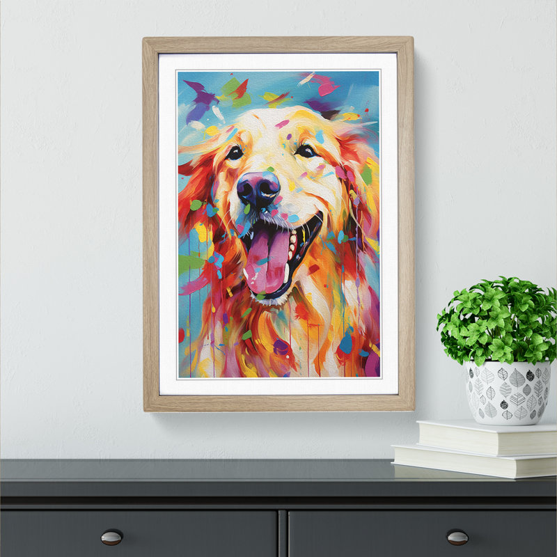 Golden Retriever Expressionism - Framed Print