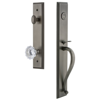 Carré One-Piece Handleset with Single Cylinder Deadbolt and S Grip with Fontainebleau Knob