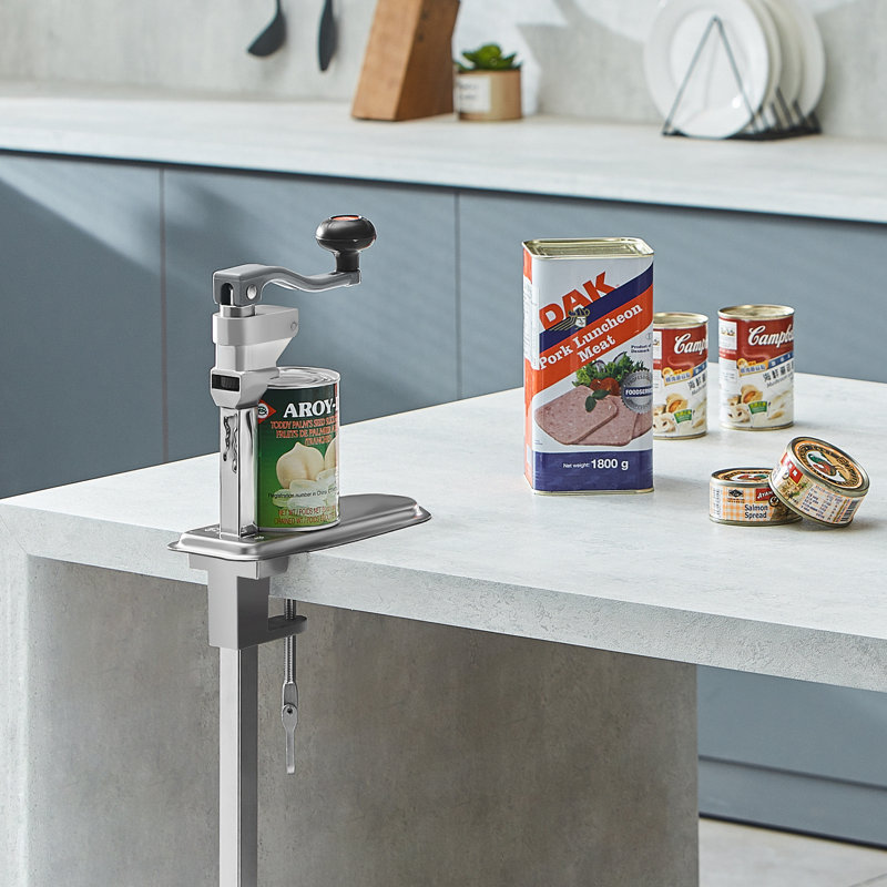 Commercial Steel Table Clamp Manual Can Opener with Ergonomic Handle