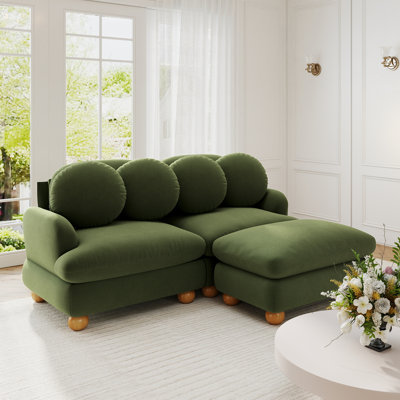 Canapé Comfy en chenille, canapé 3 places profond avec 4 coussins décoratifs, repose-pieds mobile, structure en bois massif pour le salon, la chambre à coucher