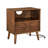 Mid Century Modern Fluted Nightstand With Charging Station USB Ports & Outlet Hole & 4 Solid Wood Legs, Farmhouse End Table With Open Space And Drawer Dresser, Walnut