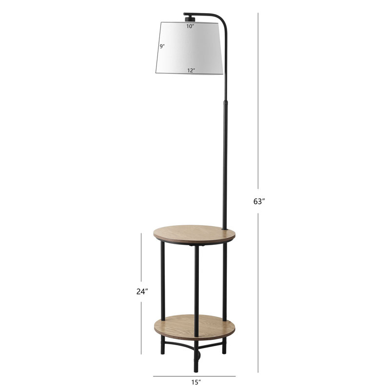 Henley Black Adjustable Floor Lamp with Shelves and White Shade