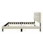 Lit rembourré blanc cassé dans une boîte avec tête de lit, profondeur de produit 80, largeur 58,5, hauteur 42,5, 68 lb,